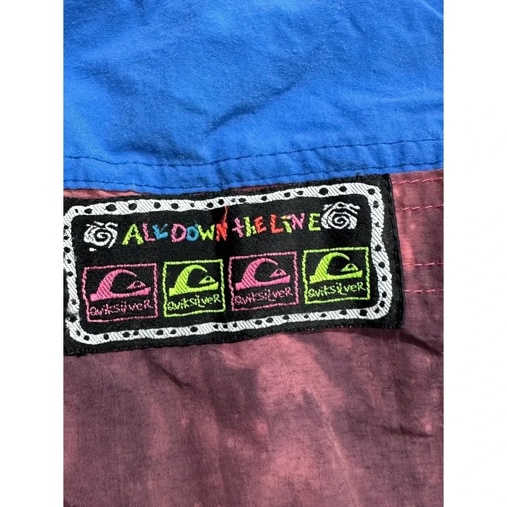 Vtg 80s 90s Quiksilver Australian Bongo Surf Shorts All Down The Line Blue 32 38